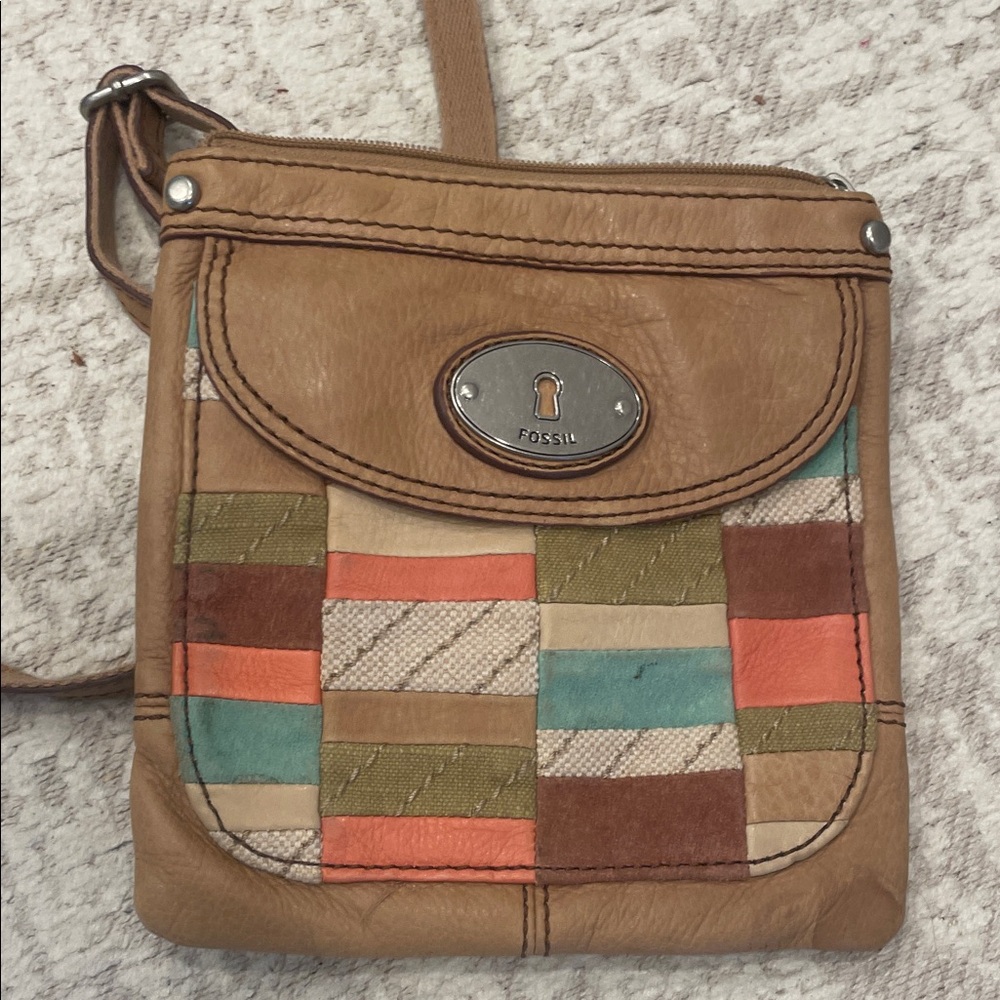 Fossil Brown And Multicolor Patchwork Crossbody B… - image 4